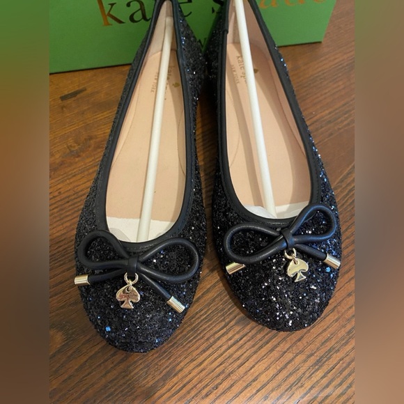 Kate Spade Black Glitter Ballet Flats - Picture 6 of 8